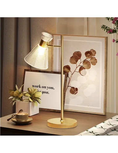HOMCOM Modern Table Lamp, Bedside Lamp with Adjustable Flower-Shaped Head and E27 Socket for Living Room Bedroom Study, Bulb Not