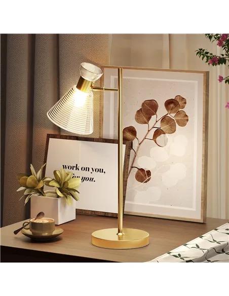 HOMCOM Modern Table Lamp, Bedside Lamp with Adjustable Flower-Shaped Head and E27 Socket for Living Room Bedroom Study, Bulb Not