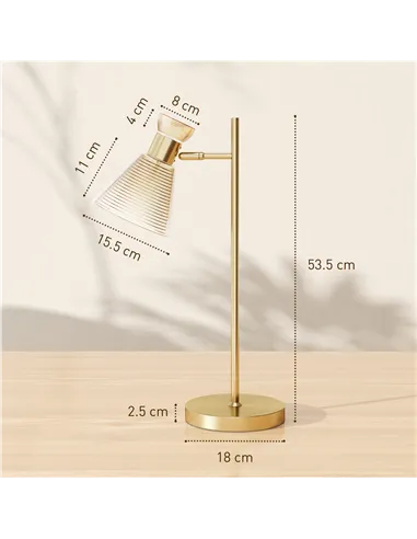 HOMCOM Modern Table Lamp, Bedside Lamp with Adjustable Flower-Shaped Head and E27 Socket for Living Room Bedroom Study, Bulb Not