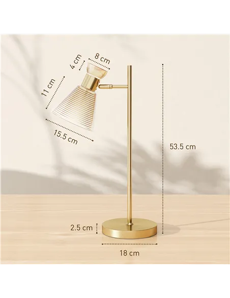 HOMCOM Modern Table Lamp, Bedside Lamp with Adjustable Flower-Shaped Head and E27 Socket for Living Room Bedroom Study, Bulb Not