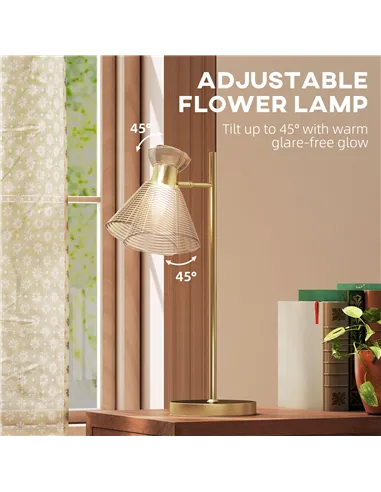 HOMCOM Modern Table Lamp, Bedside Lamp with Adjustable Flower-Shaped Head and E27 Socket for Living Room Bedroom Study, Bulb Not