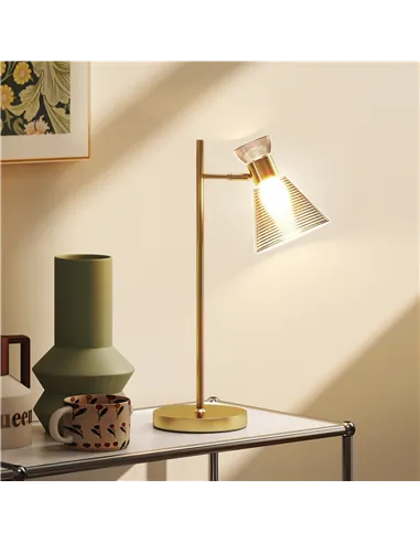 HOMCOM Modern Table Lamp, Bedside Lamp with Adjustable Flower-Shaped Head and E27 Socket for Living Room Bedroom Study, Bulb Not