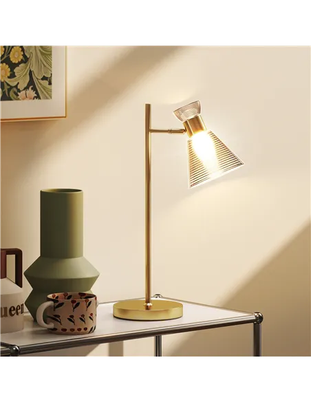 HOMCOM Modern Table Lamp, Bedside Lamp with Adjustable Flower-Shaped Head and E27 Socket for Living Room Bedroom Study, Bulb Not