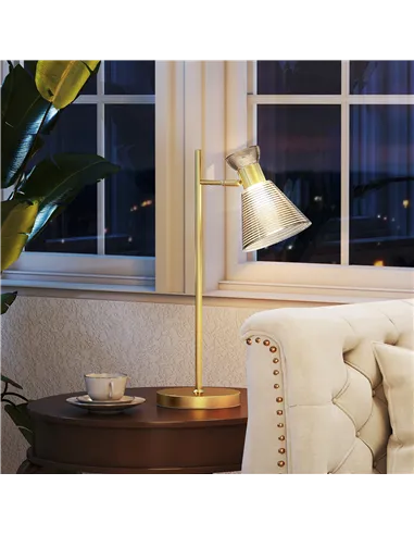 HOMCOM Modern Table Lamp, Bedside Lamp with Adjustable Flower-Shaped Head and E27 Socket for Living Room Bedroom Study, Bulb Not