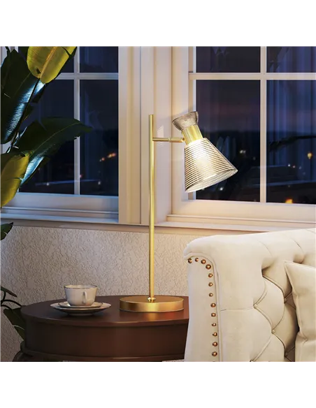 HOMCOM Modern Table Lamp, Bedside Lamp with Adjustable Flower-Shaped Head and E27 Socket for Living Room Bedroom Study, Bulb Not