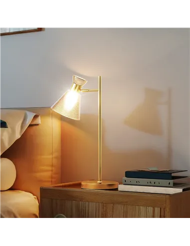 HOMCOM Modern Table Lamp, Bedside Lamp with Adjustable Flower-Shaped Head and E27 Socket for Living Room Bedroom Study, Bulb Not