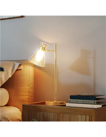 HOMCOM Modern Table Lamp, Bedside Lamp with Adjustable Flower-Shaped Head and E27 Socket for Living Room Bedroom Study, Bulb Not