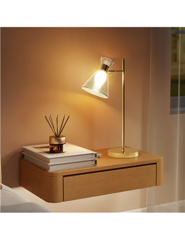 HOMCOM Modern Table Lamp, Bedside Lamp with Adjustable Flower-Shaped Head and E27 Socket for Living Room Bedroom Study, Bulb Not