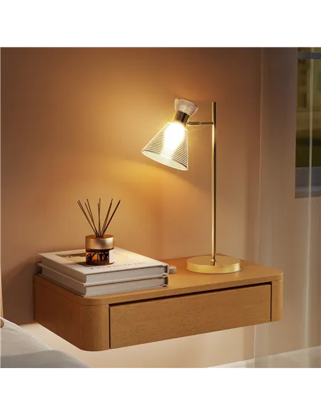 HOMCOM Modern Table Lamp, Bedside Lamp with Adjustable Flower-Shaped Head and E27 Socket for Living Room Bedroom Study, Bulb Not