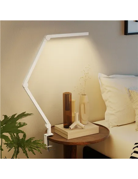 HOMCOM LED Desk Lamp, Dimmable Desk Light with Swing Arm and Clamp, Adjustable Eye-Caring Table Lamp with 2 Colour Modes & 5 Bri