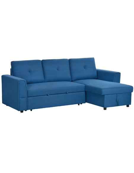 HOMCOM 3 Seater Sofa Bed, L Shaped Pull Out Sofa Bed with Storage, Convertible Click Clack Settee Sectional Sleeper Futon for Li