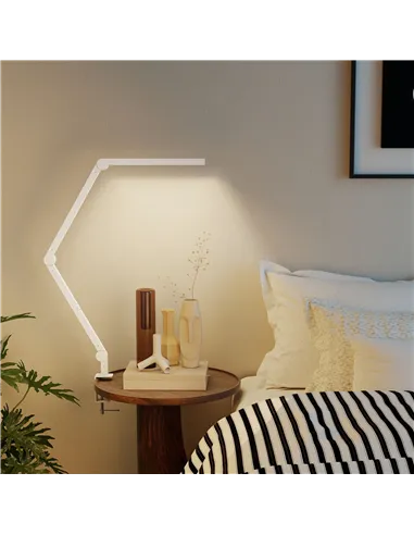 HOMCOM LED Desk Lamp, Dimmable Desk Light with Swing Arm and Clamp, Adjustable Eye-Caring Table Lamp with 2 Colour Modes & 5 Bri