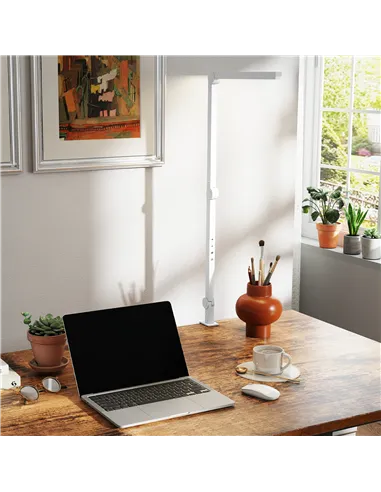 HOMCOM LED Desk Lamp, Dimmable Desk Light with Swing Arm and Clamp, Adjustable Eye-Caring Table Lamp with 2 Colour Modes & 5 Bri