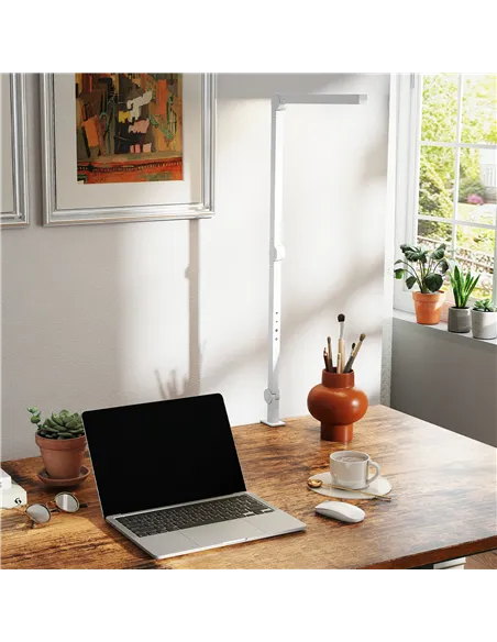 HOMCOM LED Desk Lamp, Dimmable Desk Light with Swing Arm and Clamp, Adjustable Eye-Caring Table Lamp with 2 Colour Modes & 5 Bri