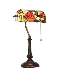 HOMCOM Tiffany-Style Rose and Butterfly Table Lamp - Multi