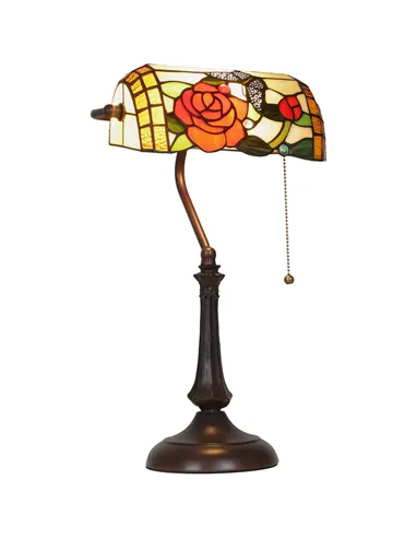 HOMCOM Tiffany-Style Rose and Butterfly Table Lamp - Multi