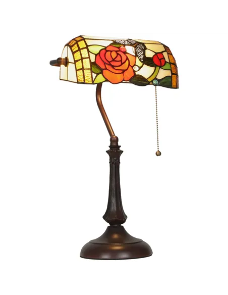 HOMCOM Tiffany-Style Rose and Butterfly Table Lamp - Multi