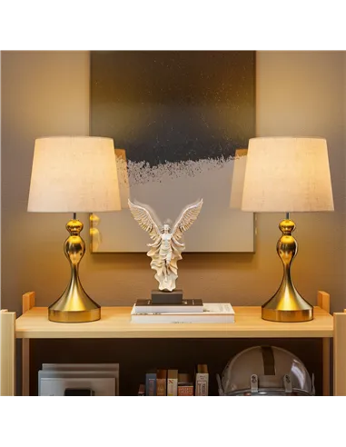 HOMCOM Bedside Lamps Set of 2, Modern Table Lamps with 3 Colour Temperatures, USB A+C Charging Ports and Linen Shade for Living 