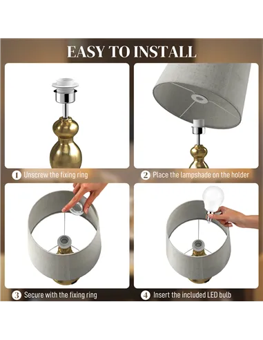 HOMCOM Bedside Lamps Set of 2, Modern Table Lamps with 3 Colour Temperatures, USB A+C Charging Ports and Linen Shade for Living 