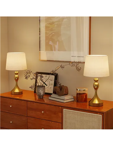 HOMCOM Bedside Lamps Set of 2, Modern Table Lamps with 3 Colour Temperatures, USB A+C Charging Ports and Linen Shade for Living 