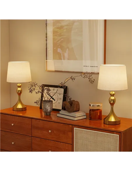 HOMCOM Bedside Lamps Set of 2, Modern Table Lamps with 3 Colour Temperatures, USB A+C Charging Ports and Linen Shade for Living 