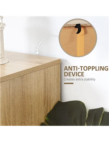 HOMCOM Bedroom Chest of Drawers, 6 Drawer Dresser, Sideboard Cabinet with Zigzag Design and Metal Base, Storage Drawer Unit, 120