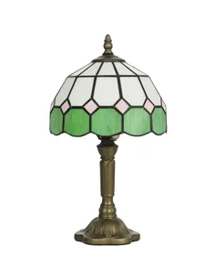 HOMCOM Handmade Art Deco Glass Table Lamp - White/Green