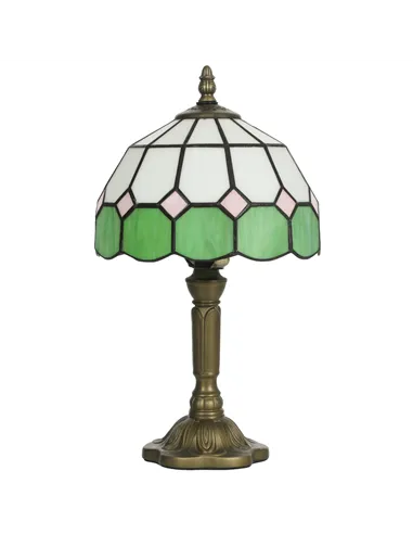 HOMCOM Handmade Art Deco Glass Table Lamp - White/Green