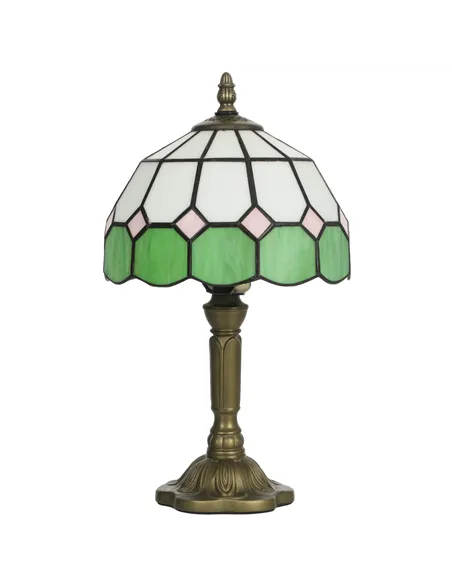 HOMCOM Handmade Art Deco Glass Table Lamp - White/Green