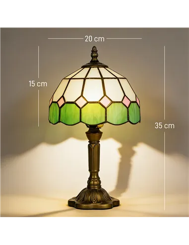 HOMCOM Handmade Art Deco Glass Table Lamp - White/Green