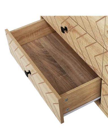 HOMCOM Bedroom Chest of Drawers, 6 Drawer Dresser, Sideboard Cabinet with Zigzag Design and Metal Base, Storage Drawer Unit, 120