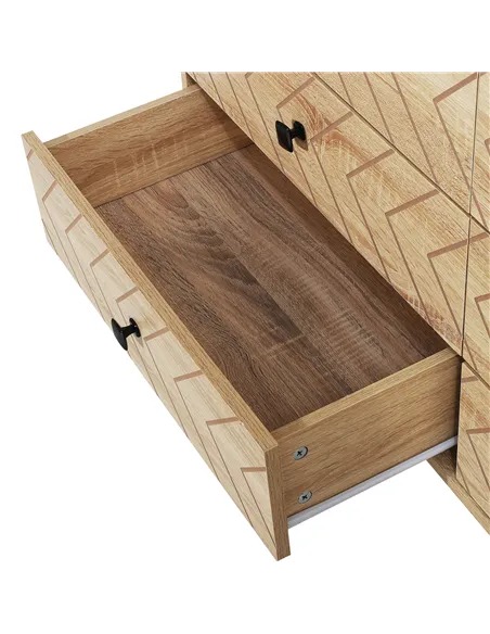 HOMCOM Bedroom Chest of Drawers, 6 Drawer Dresser, Sideboard Cabinet with Zigzag Design and Metal Base, Storage Drawer Unit, 120