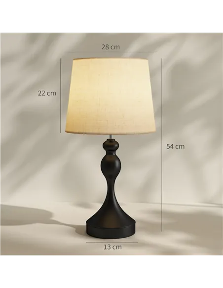 HOMCOM Set of Two Three-Colour Lamps, with USB Ports - Black/Beige