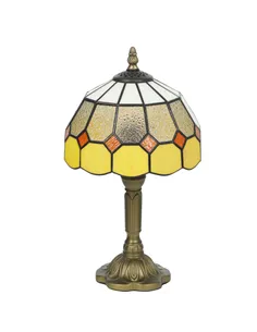 HOMCOM Handmade Art Deco Glass Table Lamp - White/Orange