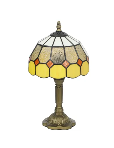 HOMCOM Handmade Art Deco Glass Table Lamp - White/Orange