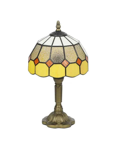 HOMCOM Handmade Art Deco Glass Table Lamp - White/Orange