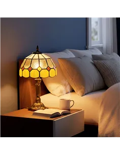 HOMCOM Handmade Art Deco Glass Table Lamp - White/Orange 2