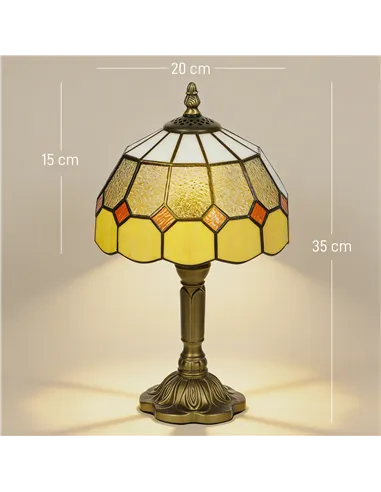 HOMCOM Handmade Art Deco Glass Table Lamp - White/Orange