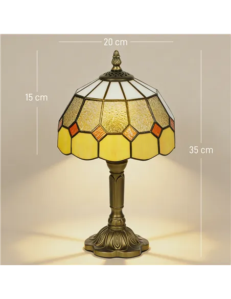 HOMCOM Handmade Art Deco Glass Table Lamp - White/Orange