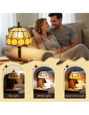 HOMCOM Handmade Art Deco Glass Table Lamp - White/Orange