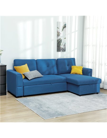 HOMCOM 3 Seater Sofa Bed, L Shaped Pull Out Sofa Bed with Storage, Convertible Click Clack Settee Sectional Sleeper Futon for Li