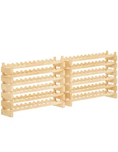 HOMCOM Six-Tier, 72 Bottle Wooden Wine Rack Set of 2 - Natural