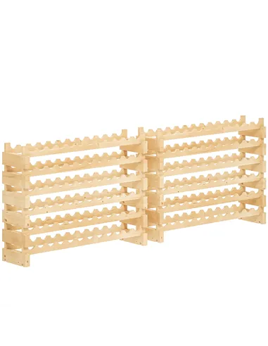 HOMCOM Six-Tier, 72 Bottle Wooden Wine Rack Set of 2 - Natural