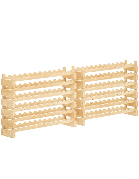 HOMCOM Six-Tier, 72 Bottle Wooden Wine Rack Set of 2 - Natural