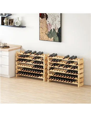 HOMCOM Six-Tier, 72 Bottle Wooden Wine Rack Set of 2 - Natural