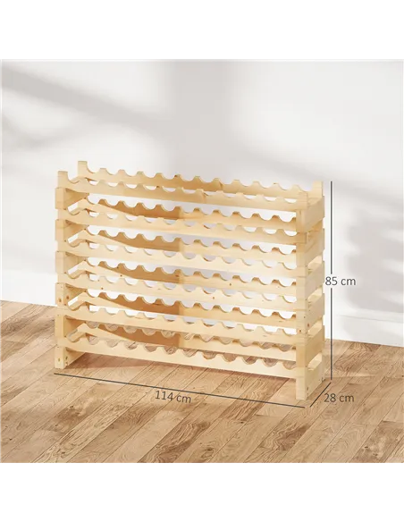 HOMCOM Six-Tier, 72 Bottle Wooden Wine Rack Set of 2 - Natural
