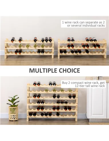 HOMCOM Six-Tier, 72 Bottle Wooden Wine Rack Set of 2 - Natural