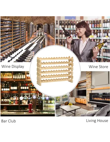 HOMCOM Six-Tier, 72 Bottle Wooden Wine Rack Set of 2 - Natural