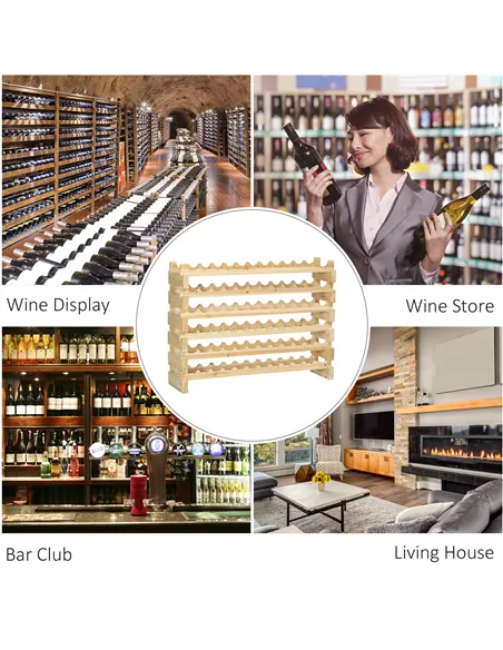 HOMCOM Six-Tier, 72 Bottle Wooden Wine Rack Set of 2 - Natural