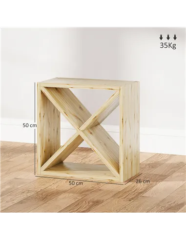 HOMCOM Set of 2 Wooden Wine Rack, X-Shaped Square Tabletop Storage Holder for 24 Bottle, Natural Wood